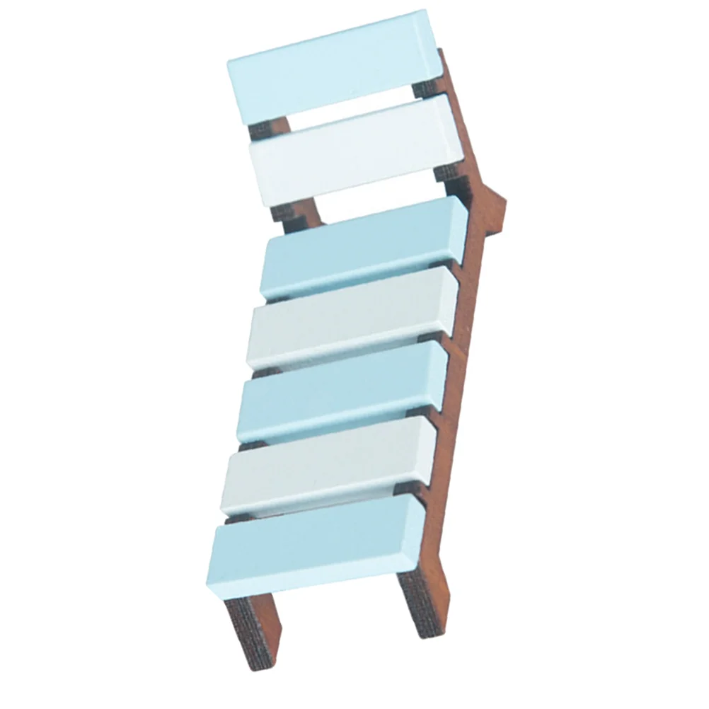 2 Pcs Beach Chair Toy Chairs Mini House Ornament Miniature Lounge Model Wooden Birch Decor Simulation