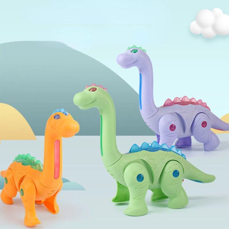 1PC Electronic Dinosaur Toys Cartoon Dinosaur Rope Lighting Toy Interactive Animal Walk Music Toys for Children Gifts