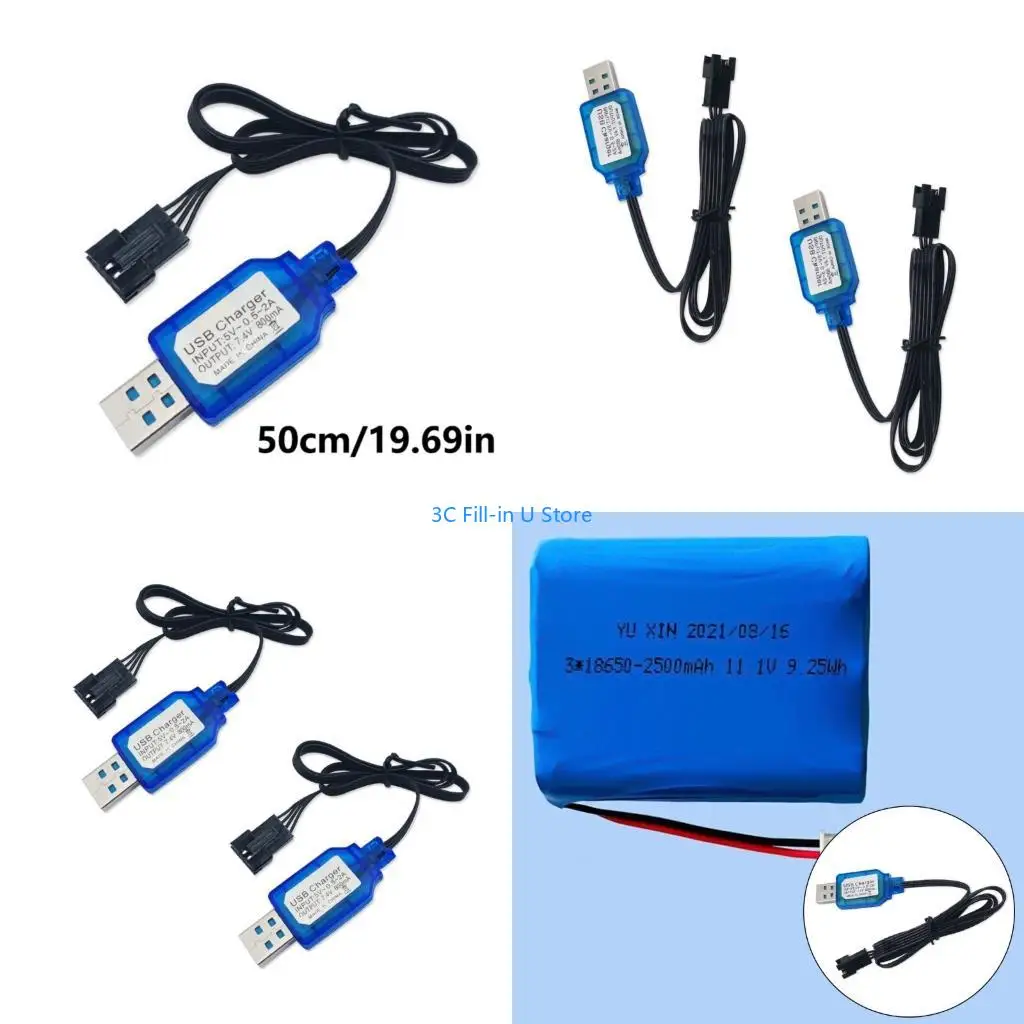 G8TA SM2.0 2P Connectors USB Charging Cable for 7.2V 250mA NiMH NiCD Car Batteries