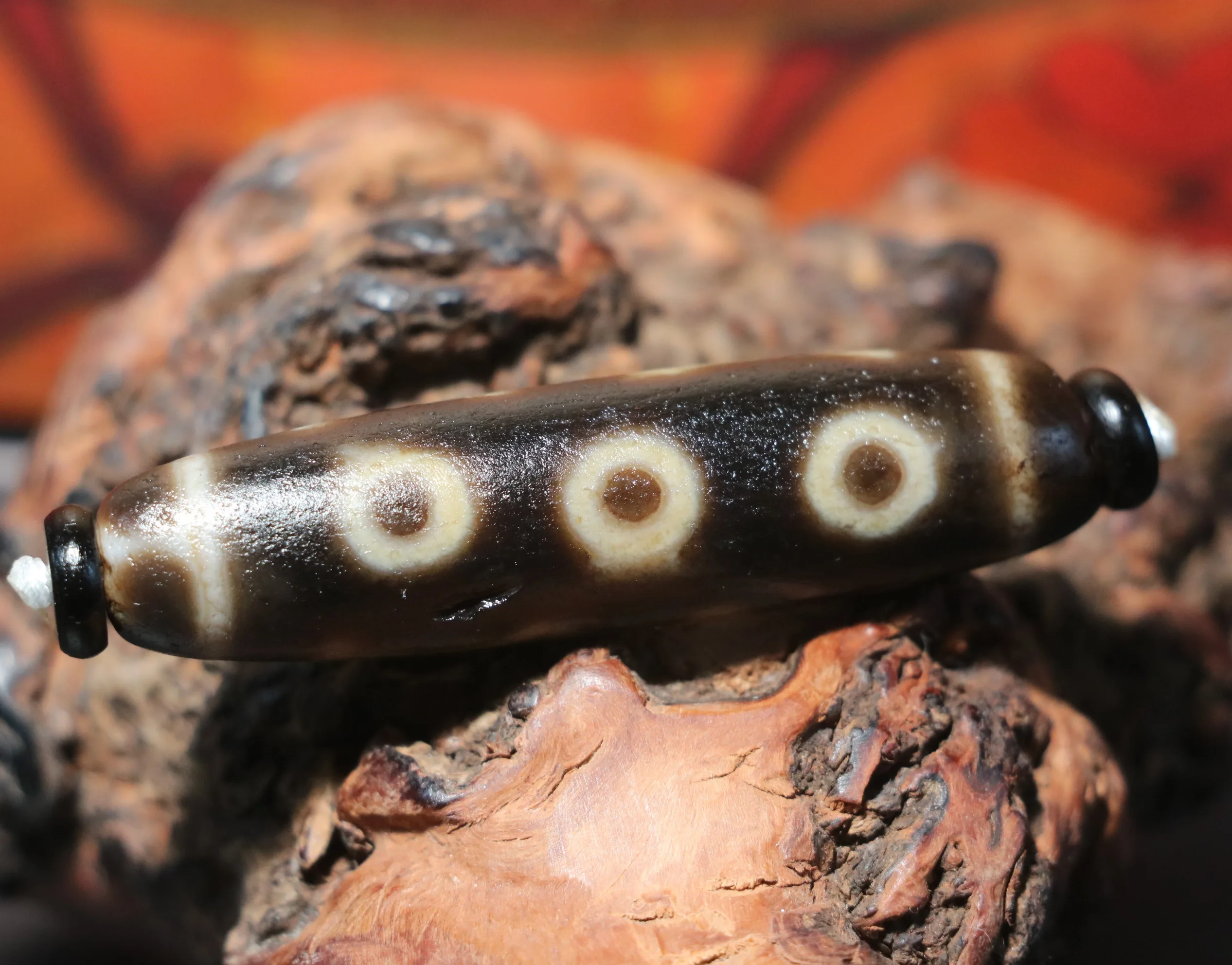 Energy Tibetan Old Agate 5 Eyed 2 Stripe With Medicine Pit dZi Bead Pendant LLZb LKbrother