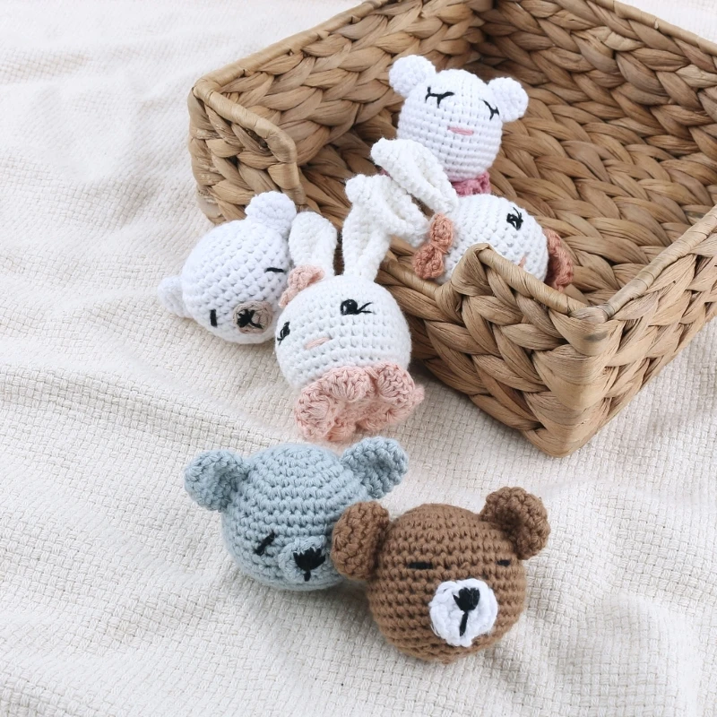 Baby Pacifier Clip Loose Bead Crochet Rattle Teething Toy Infants Shower Gift G99C