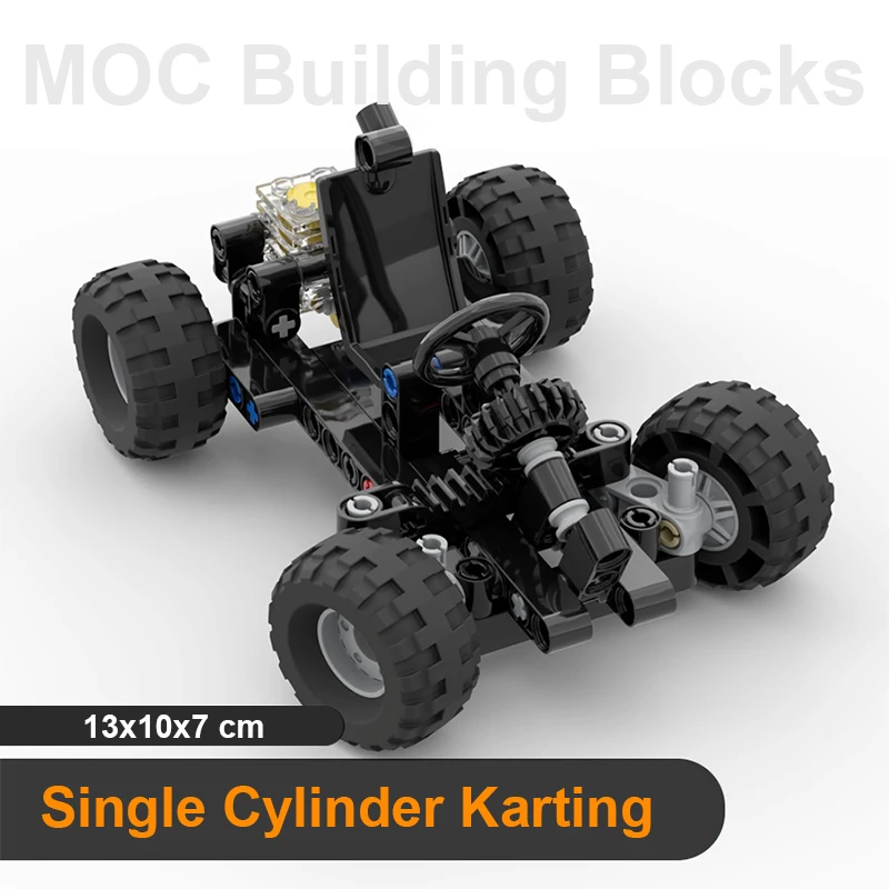 Kart de barra Horizontal, bloques de construcción MOC, Kart de dirección, Mini modelo de coche, motor, conexión de neumáticos, educación STEM para niños, regalos creativos