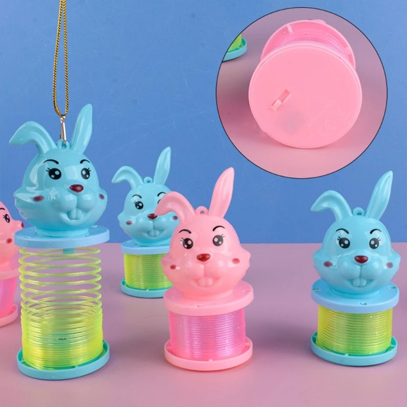 12Pcs Cartoon LED Lantern Portable Rabbit Glow Rainbow Ring Light Up Toy for Children Kids Toy Festival Supplies