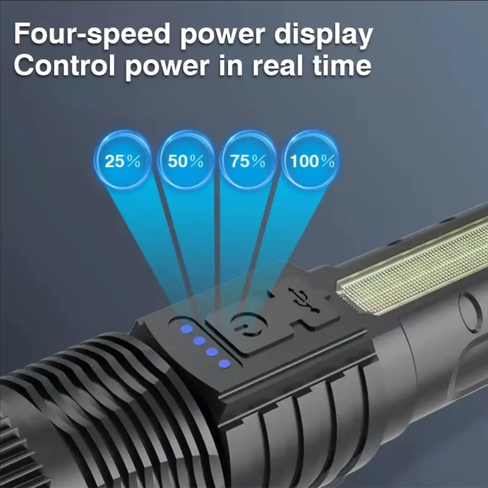 Krachtige zaklampen Oplaadbare zaklamp Krachtige LED-zaklamp Ingebouwde batterij voor kamperen Noodsituatie