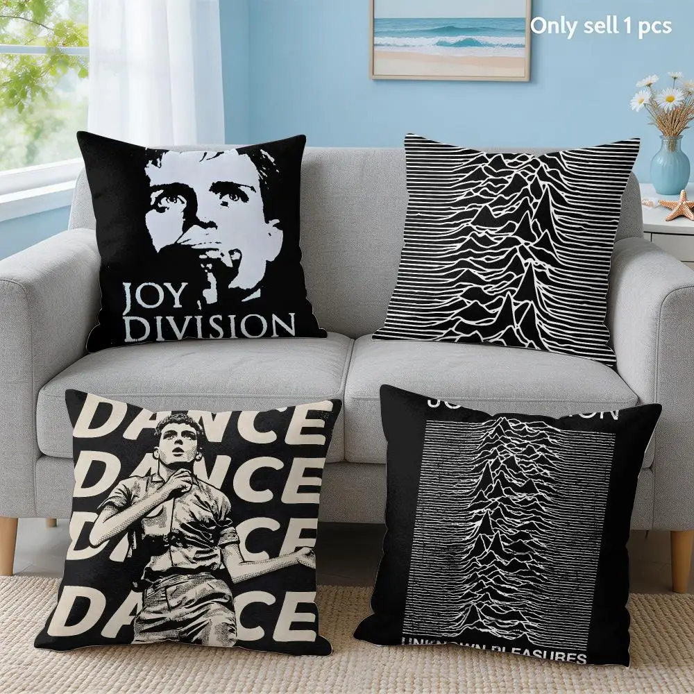 rock band j-Joy Division Cushion Cover Soft Short Plush Throw Pillow Cover Hidden Zipper Cutecore Sofa Bedroom Home Decor
