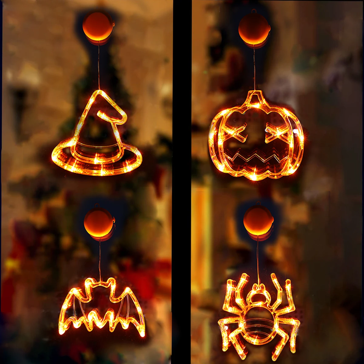 

Halloween Party Lights Windows Decorations Pumpkin Spider Halloween Lights Trick or Treat Decoration for Home Party Supplies