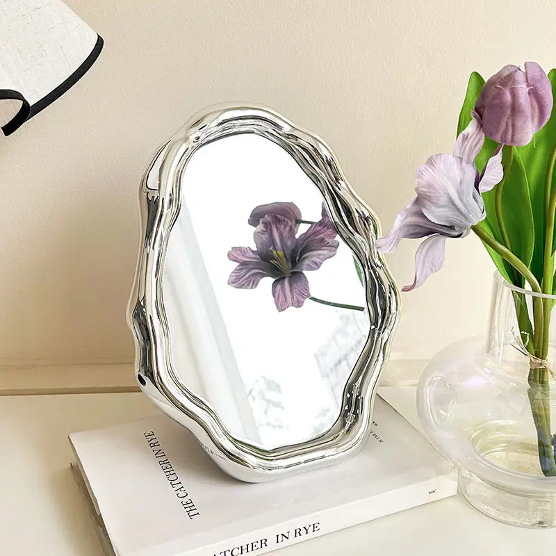 Irregular Shaped Makeup Mirror Living Room Countertop Decoration Portable Cute Cloud Vanity Mirror Interior Aesthetic Decoration