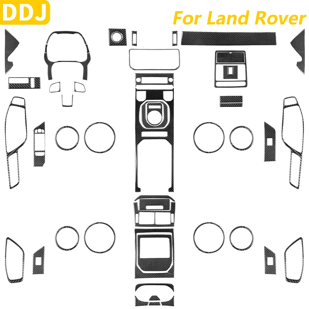

Soft Carbon Fiber Central Control Gear Kits Full Set Trim Cover For Land Rover Range Rover Evoque 2012-2015 Interior Accessories