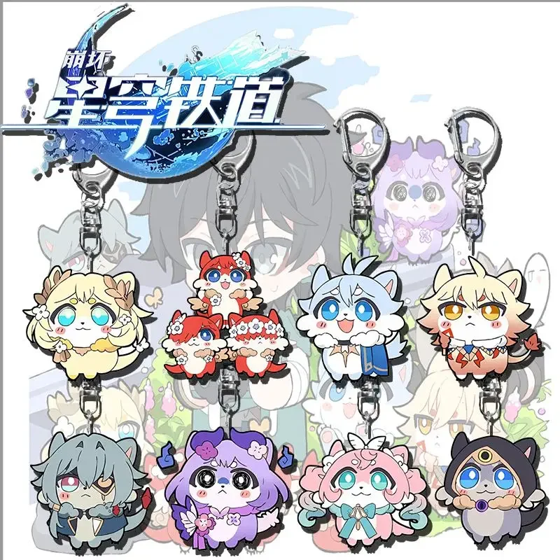 8Pieces Game Key Chains Two-sided Keychain Aglaea Khaslana Mydei Anaxa Castorice Hyacine Cipher Sunday Acrylic Pendant Keyring