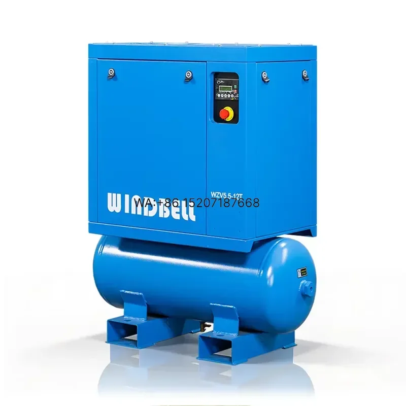 Wmwmnu CE Small Silent Industrial 5.5KW 7.5HP Portable Screw Air Compressor 220V Single Phase with Air Tank