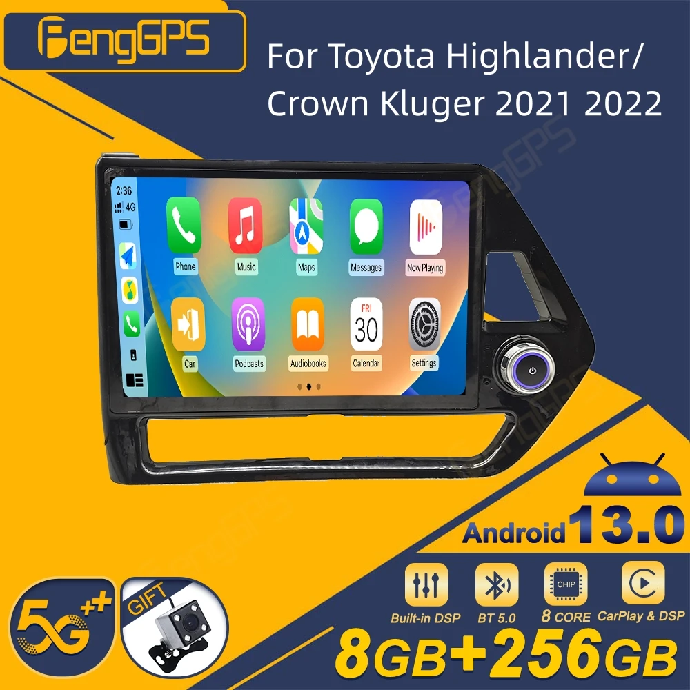 For Toyota Highlander/Crown Kluger 2021 2022 Android Car Radio 2Din Stereo Receiver Autoradio Multimedia Player GPS Navi Unit