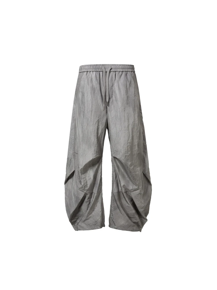 

Брюки MadeExtreme Summer American Retro Paper Bag Feel: плиссированные, широкие, свободные, с завязками, повседневные, прямые.