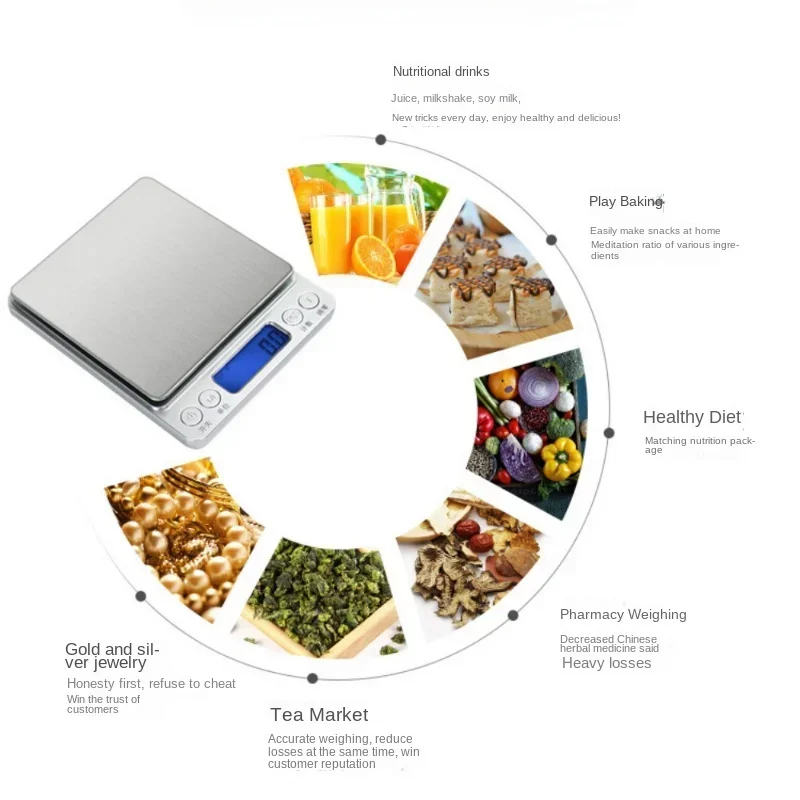 Digital Kitchen Scale 3000g/ 0.1g USB Rechargeable Mini Jewelry Pocket Scale for Home Use With 2 Trays Weight Scales Food Tools