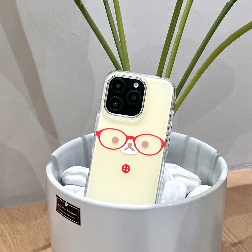 Rilakkuma الدب قضية الهاتف آيفون 17 16 15 14 13 12 برو ماكس لطيف الكرتون اليابان أنيمي للصدمات الغلاف الصلب مع الحبل