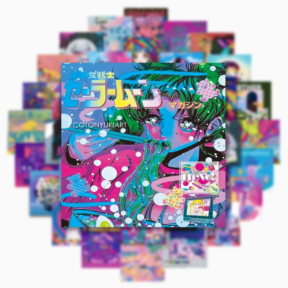 10/30/63pcs Steam Wave Cartoon Graffiti Sticker Creative Scrapbook  Electric Car  Ipad Laptop Diy Water Cup Decorative Sticker