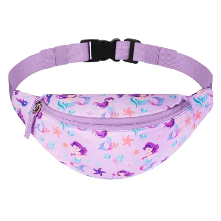 

Mermaid Fanny Pack for Girls, Travel Small Waist Bag Crossbody Belt Bag for Little Girls Toddler Cute Fanny Bag, Purple