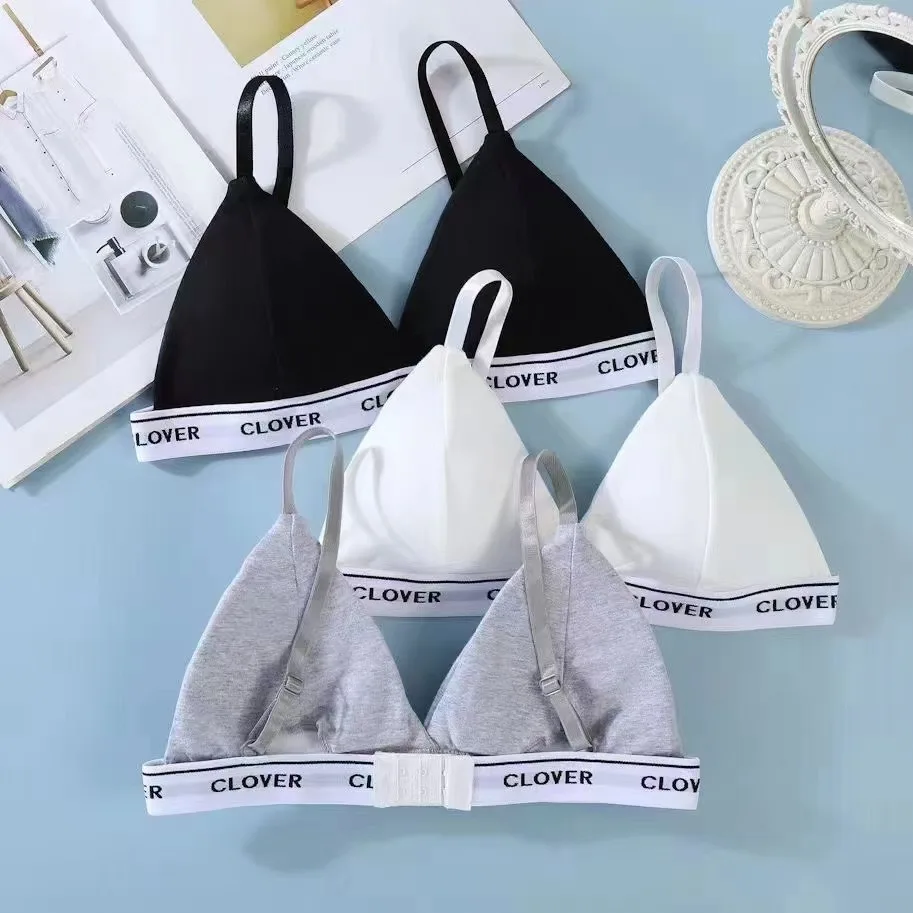 Women\'s Cotton Bra Beauty Back Bralette with Pad Sport Bras for Women Thin Sexy Deep V Triangle Cup Underwear Letter Print