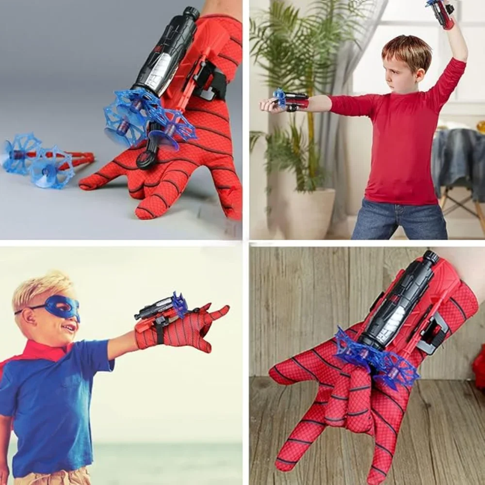 20Sets Spider Launcher Spitting Gloves Sticky Wall Bullet Gun Suction Cup Projectile Toys Children\'s Wrist Launch Spitting Toys