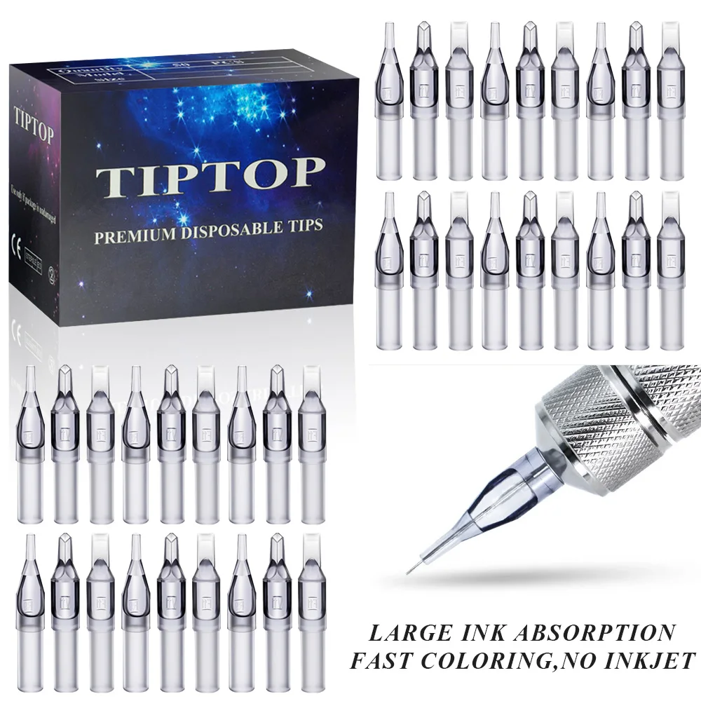 50PCS Disposable Tattoo Needle Tips Sterilized Nozzle Tips Plastics Needle Tube For Tattoo Machine Gun Needle Accessories