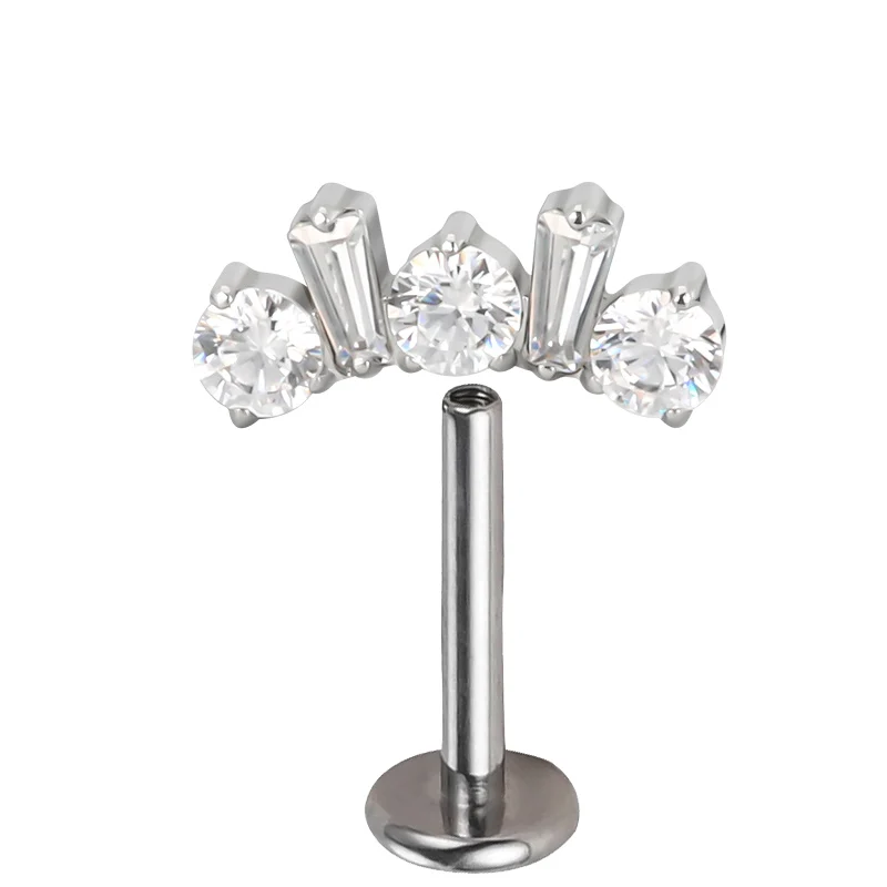 Titanium Ear Studs Earrings with CZ Paved Top