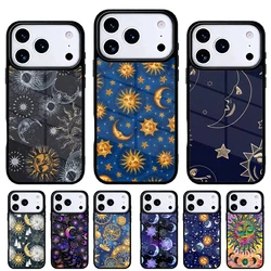 Funda de teléfono iPhone con diseño sol, luna y estrellas