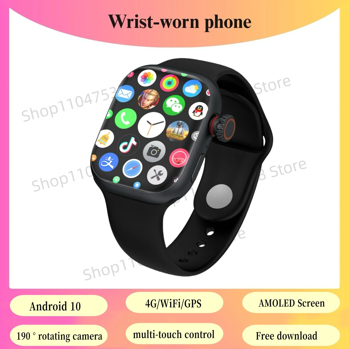

CD99 AMOLED Smart Watch Men Women 4G SIM Card Wifi Cellular GPS NFC Smartwatch Series 9 Android 10 Rotating Camera Sport Watch
