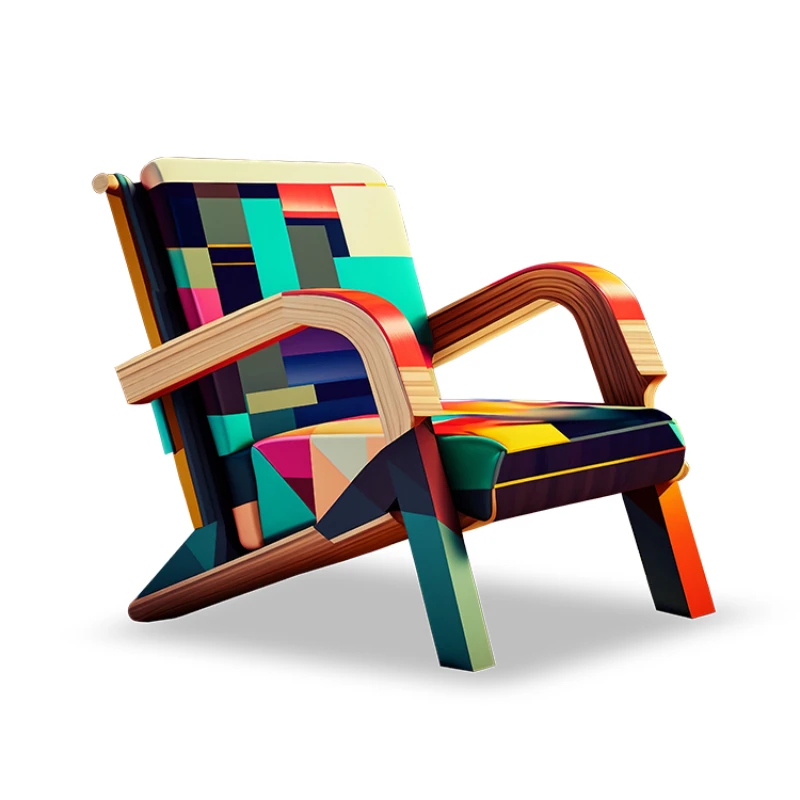 Design abstract color block art leisure single chair international hall furniture