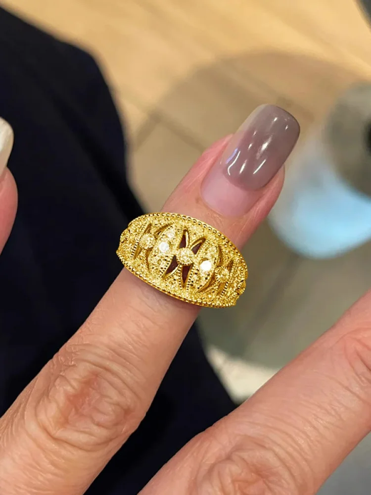 

Retro Floral Enaved Lantern Bar Ring Staable Simple Luxury Faion Jewelry Women's Adjustable Everyday Ring