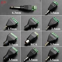 1 piece2.5mm 3.5 jack 6.3mm connector stereo adapter 3.5mm RCA audio mono channel plug to screw terminal audio mono channel plug