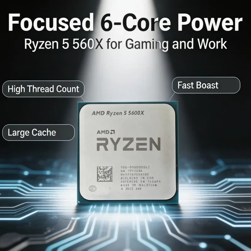AMD R5 5600X Unlocked Desktop Processor 6‑Core 12‑Thread 4.6GHz 65W Socket AM4 Tray CPU Without cooler