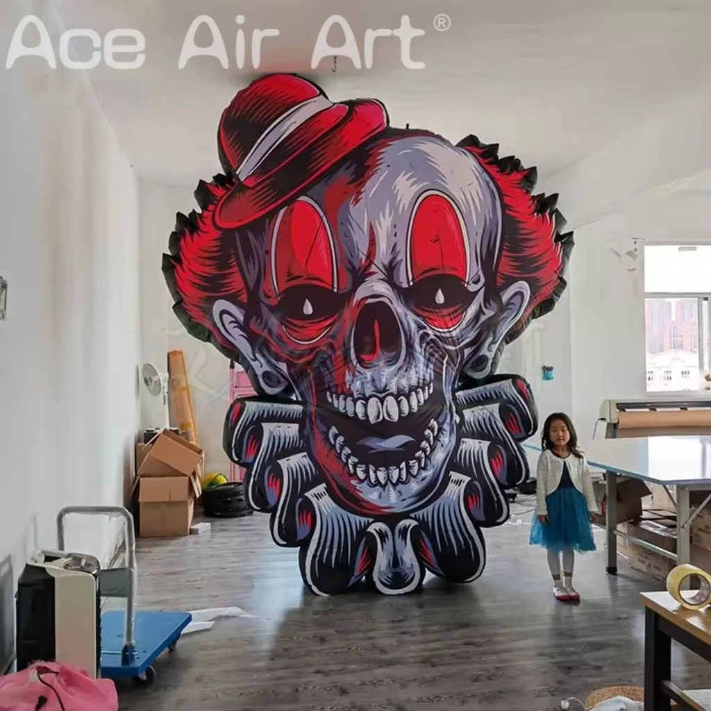 Globo publicitario de pared con letrero de cabeza de payaso inflable gigante de Halloween para decoraciones de Halloween