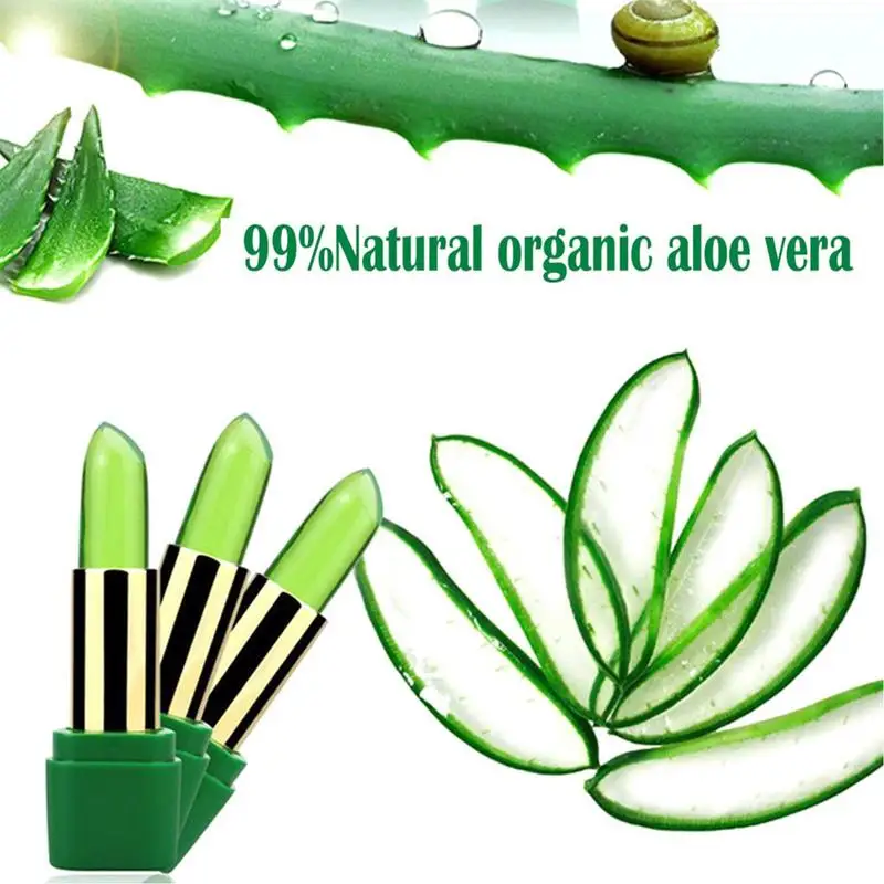 Aloe batom temperatura mudança de cor inverno hidratante bálsamo labial natural puro planta duradoura geléia batom