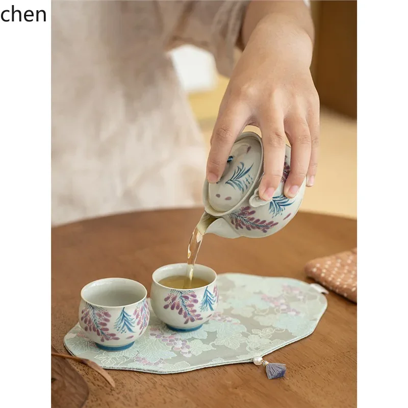 

one pot two cups travel tea set - portable ceramic quick cup for outdoor camping and tea drinking