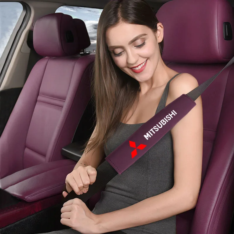 Car Safety Belt Shoulder Pad Safety Strap Cotton Flannel Cover for Mitsubishi Lancer ASX Outlander Pajero Evolution Accessories