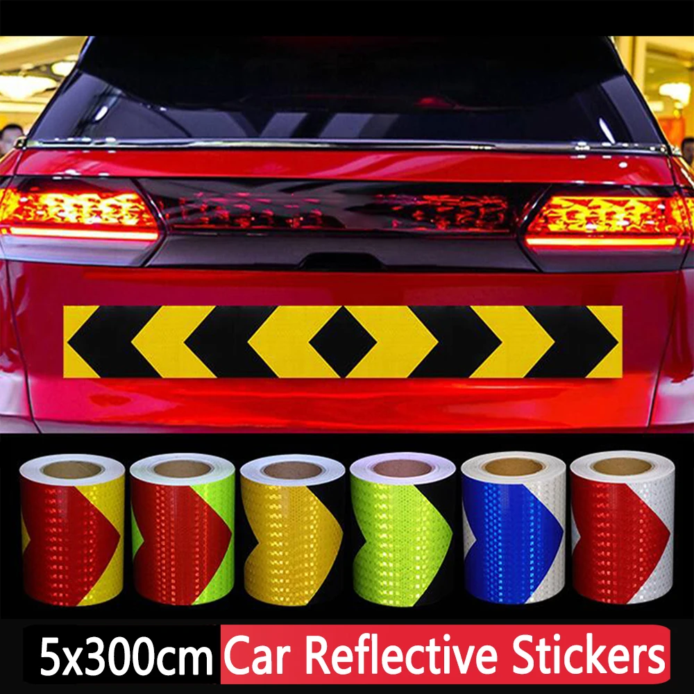 5CMx3M Car Reflective Sticker Safety Warning Mark Reflector Strips Arrow Reflective Tape Car Sticker For Car Bicycle Trailer