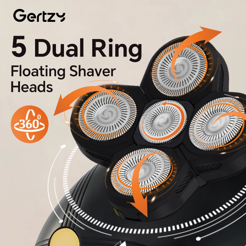5-in-1 elektrisch scheerapparaat voor heren met 5 roterende mesjes, opladen via USB, multifunctionele persoonlijke schoonheidsset