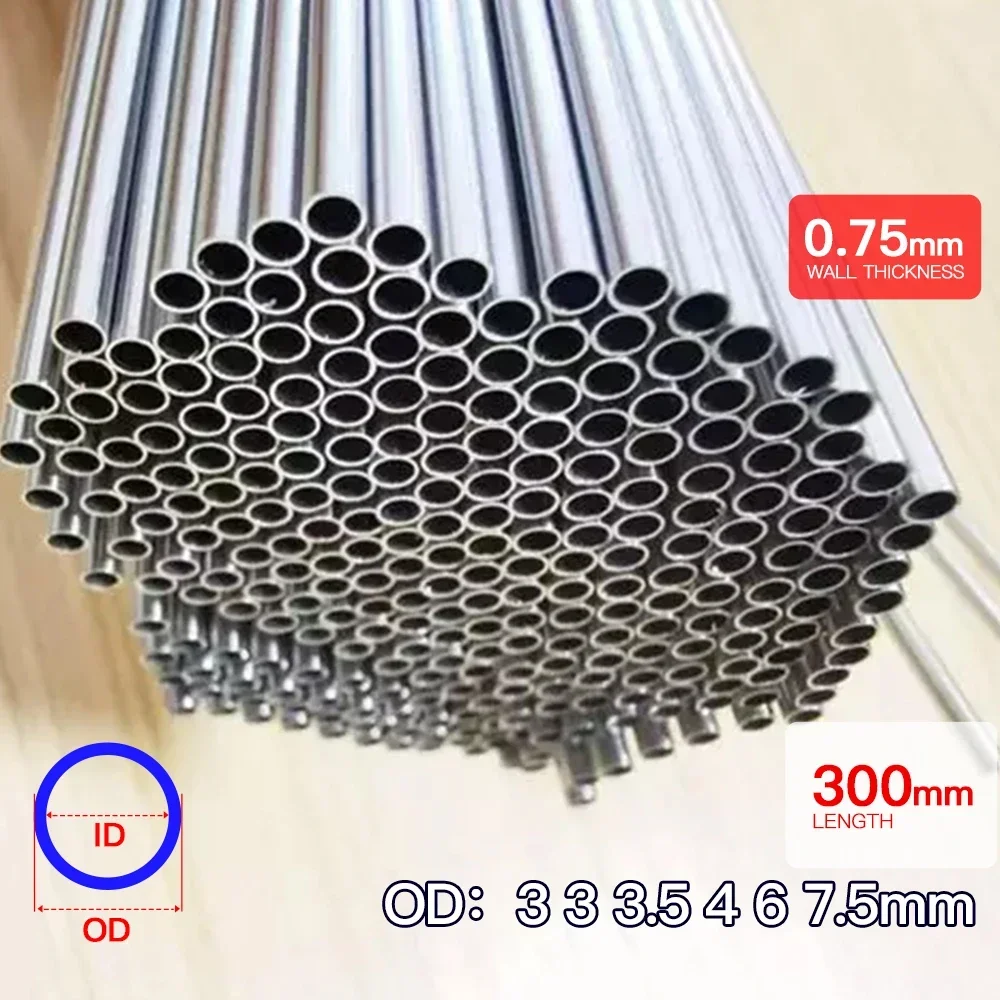 

2pcs-15pcs Aluminium Pipe 0.75mm Thickness 3-7.5mm OD Straight 300mm Long Round 6063 Alloy Thin-walled aluminum tube