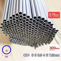 2pcs-15pcs Aluminium Pipe 0.75mm Thickness 3-7.5mm OD Straight 300mm Long Round 6063 Alloy  Thin-walled aluminum tube