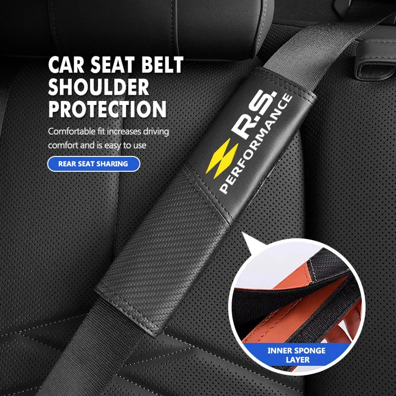 For Renault Leather Splicing Car Seat Belt Shoulder Pad Velcro Universal RS Kadjar Captur Clio Megane 2 3 4 RS Koleos Logan - view 4