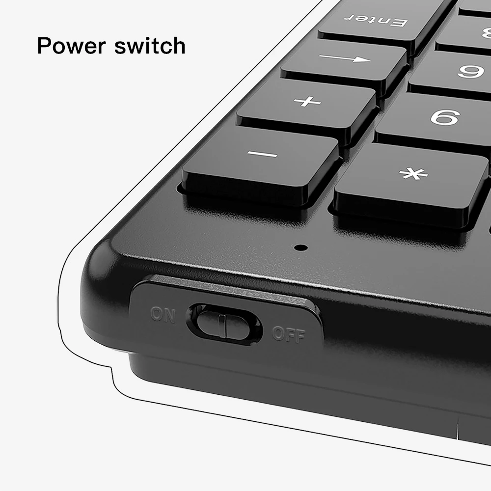 Keypad angka nirkabel Bluetooth Keyboard nomor Mini portabel 19 tombol Pad nomor eksternal untuk Laptop PC persediaan Akuntan