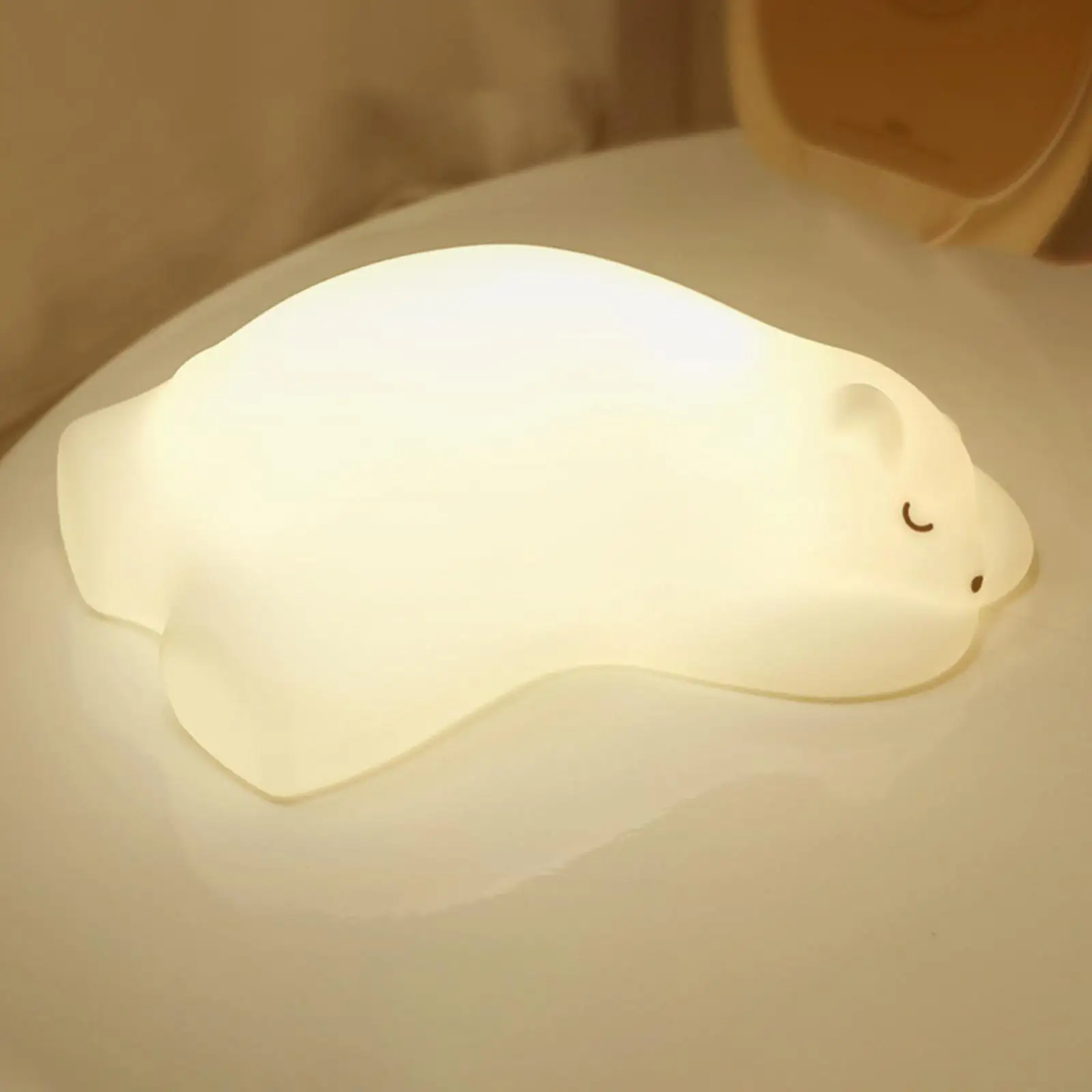 Lámpara de mesita de noche con luz nocturna de oso de dibujos animados, aplaudir la luz para amamantar