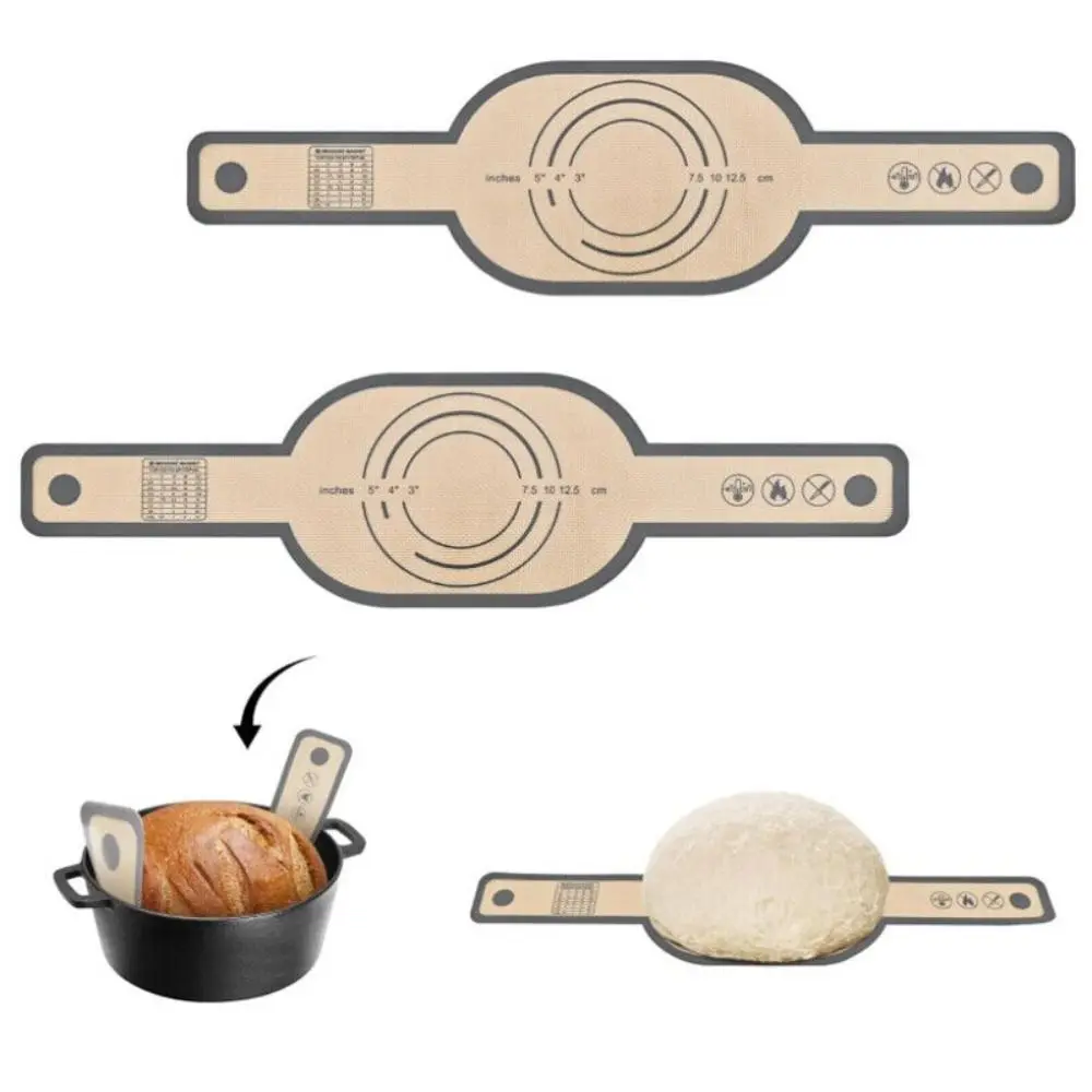 Yeniden kullanılabilir Silikon Pişirme Mat Yapışmaz Isıya dayanıklı Ekmek Fırın Pedi Uzun Kolları Bakeware Ekmek Sling Hollandalı Fırın için