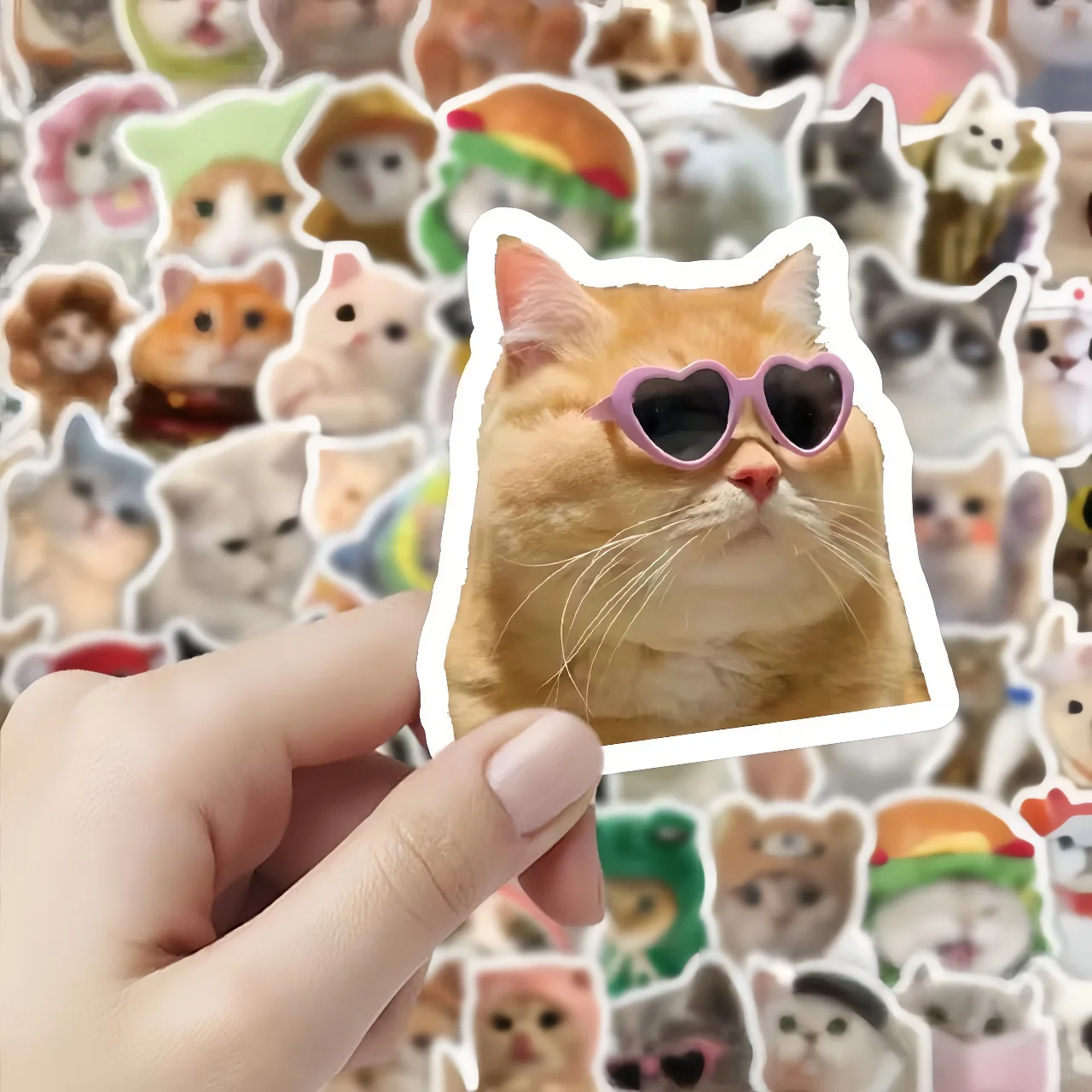 20/500 Pcs Food Cat Meme Stickers Set Cute Cat Expressions DIY Notebook Decorations Fun Cat Memes for Journaling And Planners