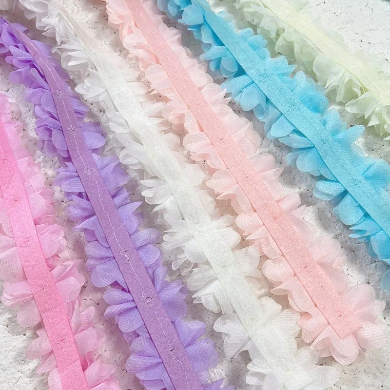 

5Yards Chiffon Flowers Lace Trim Multicolor DIY Ribbon Clothes Accessories Craft Sewing 3D DIY Lace for Clothes Decoration