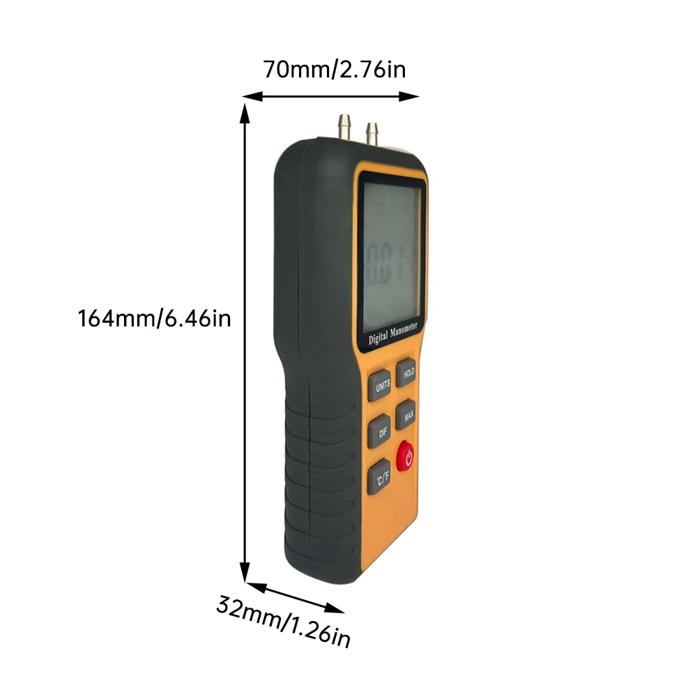 Misuratori di pressione dell'aria differenziale del manometro digitale Tester strumento di misurazione della temperatura interna Tubi dispositivo di misurazione della pressione