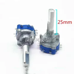 1pcs，Rotary band switch， SRRN，1 Pole 3 Position，Audio conversion switch，The shaft length is 25mm