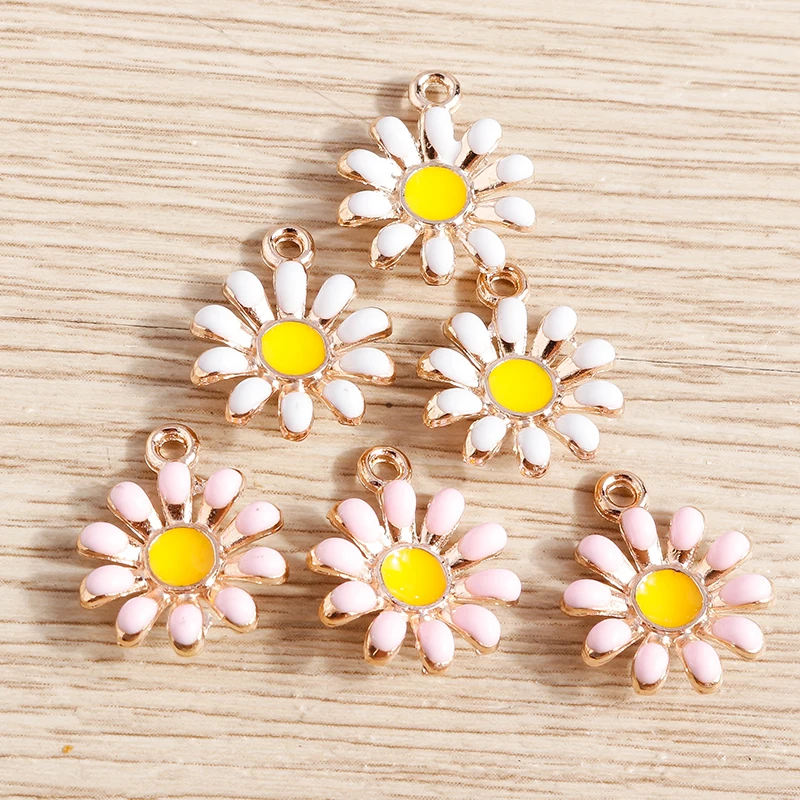 Tusember 10 Stück vergoldete, bunte, niedliche Gänseblümchen-Anhänger für DIY-Schlüsselanhänger, Ohrringe, Armbänder, Schmuckherstellung und Zubehör – Detail 17