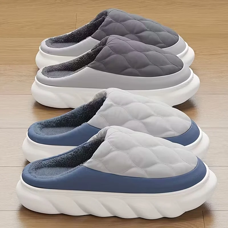 Winter Warm EVA Slippers Men Women Quilted Cotton House Shoes Soft Plush Lined Non Slip Indoor Outdoor Home Waterproof  Slippers