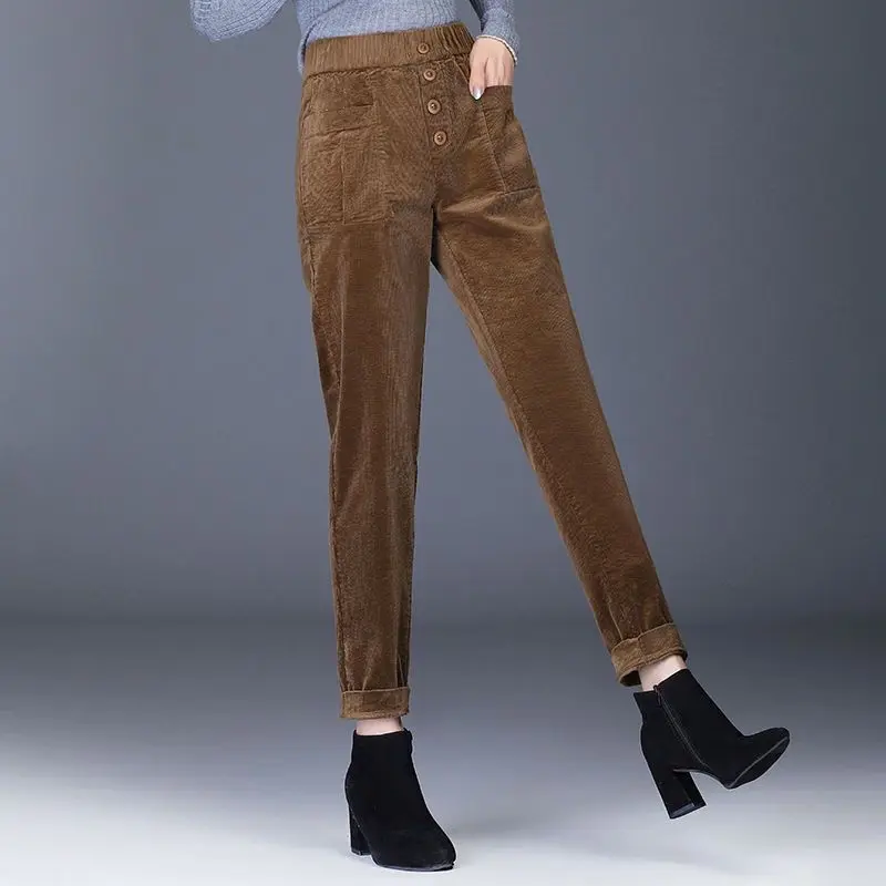 

Women's Autumn and Winter New Fashion Elegant High Waist Solid Color Haren Casual Versatile Western Commuting Comfortable Pants