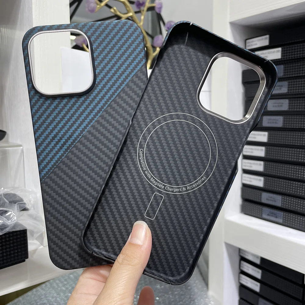 

Подходит для кевларового чехла для телефона Apple 15 Pro с магнитным креплением, двустороннего, волокна 15 Pro Max, защитного чехла 15 Pro